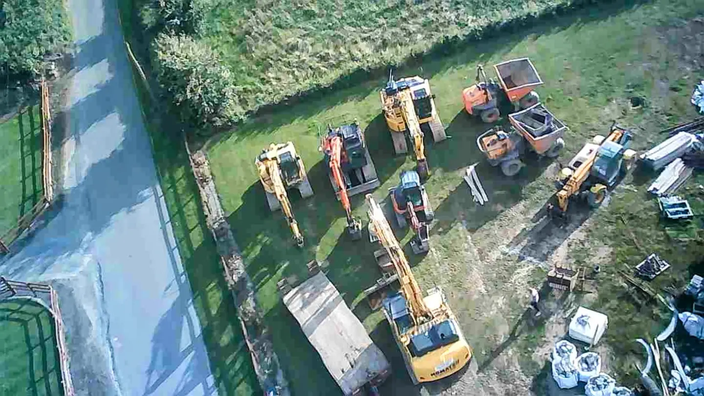 Aerial view of the Nurney Plant and Civil fleet at the yard