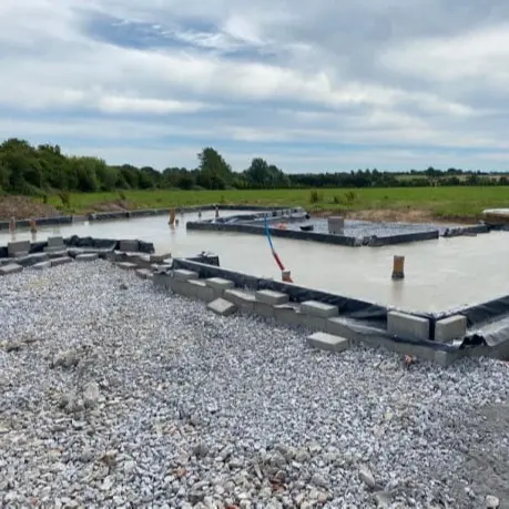 Fresh raft foundation for a residential build on a rural site